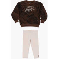 Salopete Animal Printed Crew-Neck Sweatshirt And Leggings Home Swoosh Baieti