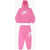 Nike Solid Color Hoodie And Joggers Set With Printed Logo Pink