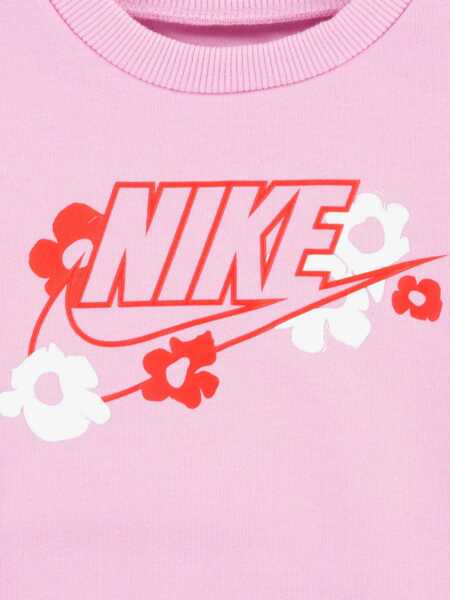 Salopete Nike Crew-Neck Sweatshirt And Floral Motif Leggings Set Pink Baieti (BM 16473678) 4