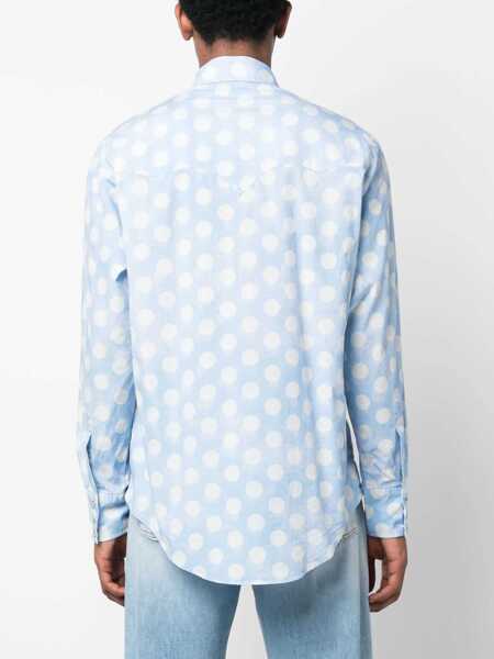 Camasi casual ERL Polka Dots Unisex Shirt With Double Breast Pocket Blue Barbati (BM 16473801) 4
