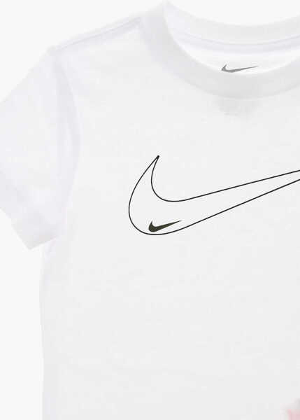 Tricouri Nike Crew-Neck T-Shirt And Dri-Fit Shorts With Printed Logo White Baieti (BM 16473861) 3
