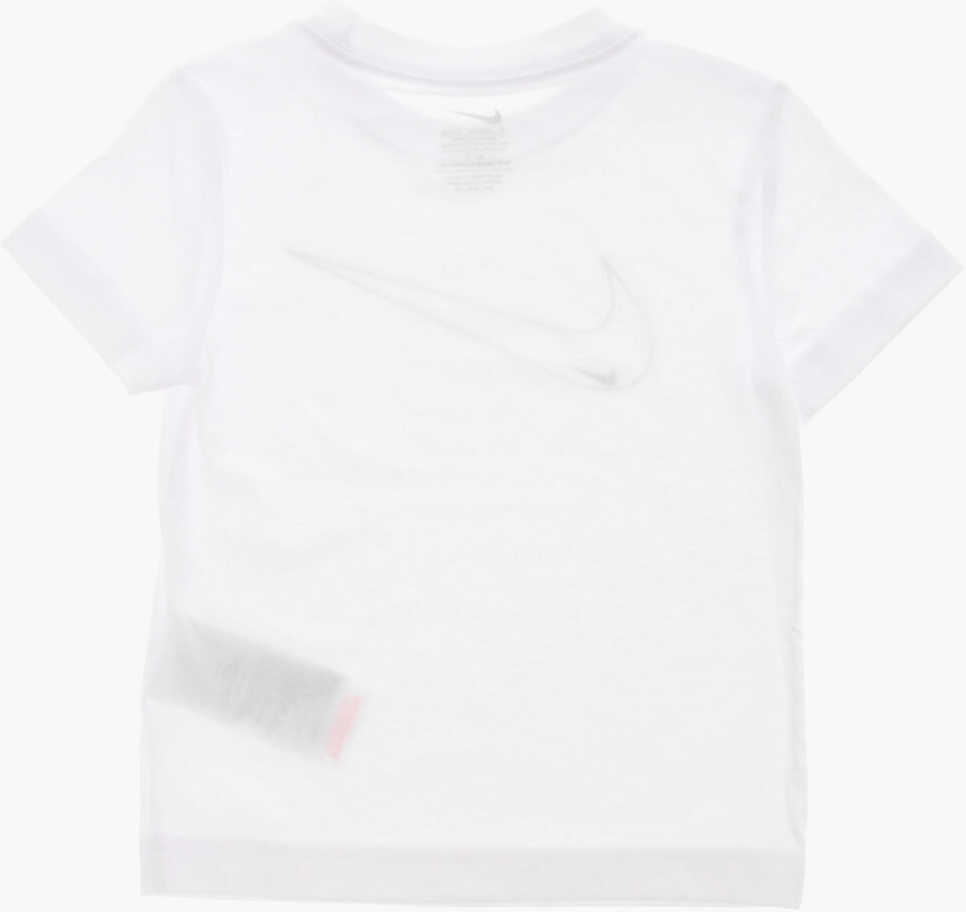 Tricouri Nike Crew-Neck T-Shirt And Dri-Fit Shorts With Printed Logo White Baieti (BM 16473861) 4