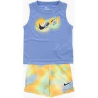 Salopete Tie-Dye Effect Shorts And Crew-Neck Tank Top Set Baieti
