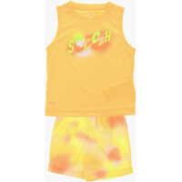 Salopete Tie-Dye Effect Shorts And Crew-Neck Tank Top Set Baieti