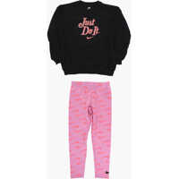 Salopete Crewneck Sweatshirt And Leggings Set With Printed Logo Baieti