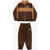Nike All Over Logo Textured Club Joggers And Sweatshirts Set Brown