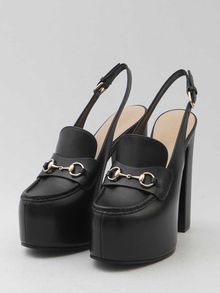 Mocasini Gucci Horsebit Platform Slingback Loafers Black Femei (BM 16475283) 2