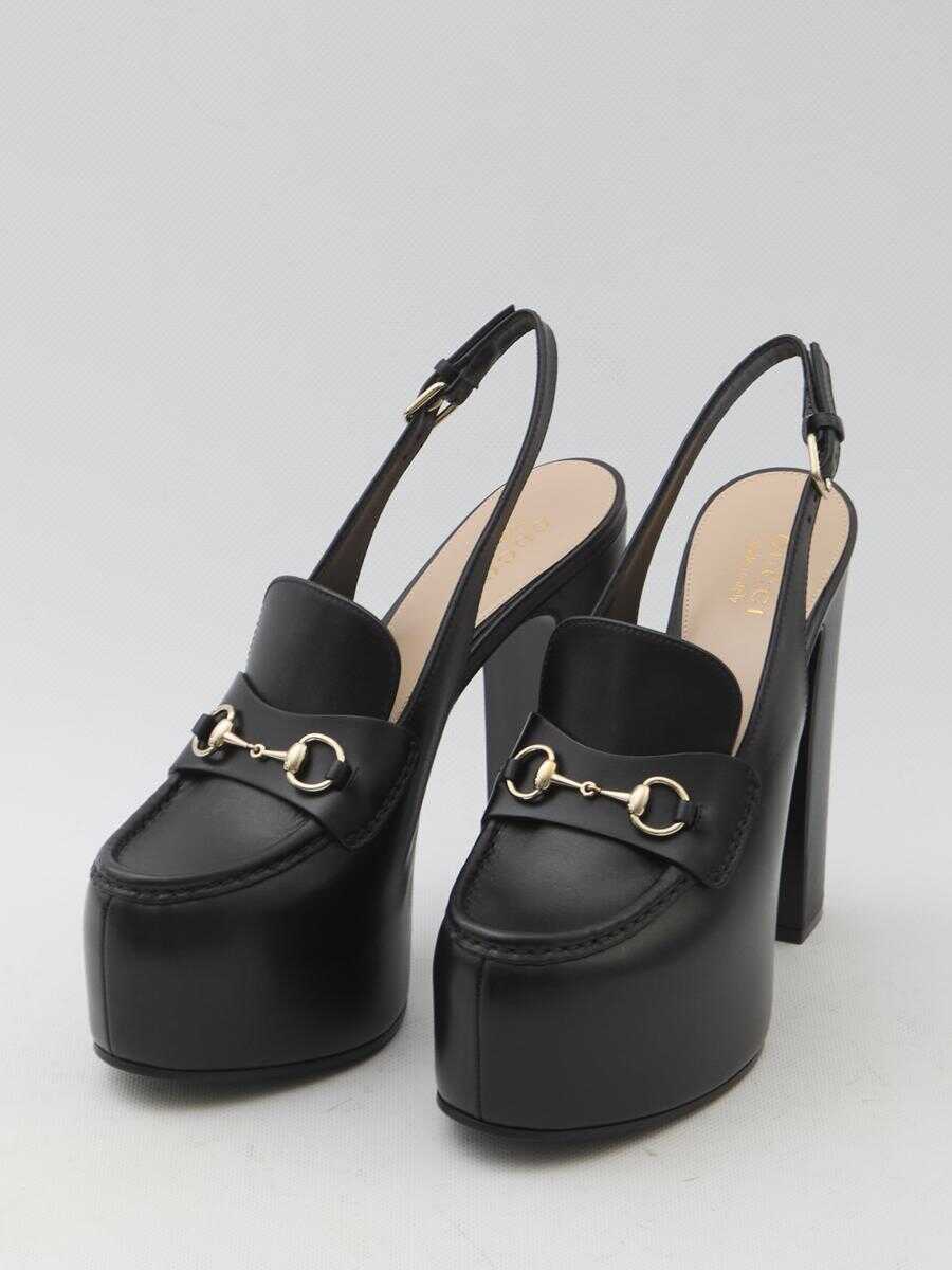 Mocasini Gucci Horsebit Platform Slingback Loafers Black Femei (BM 16475283) 5