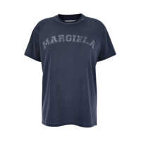 Tricouri Blue Crewneck T-Shirt With Logo Lettering Print In Cotton Woman Femei