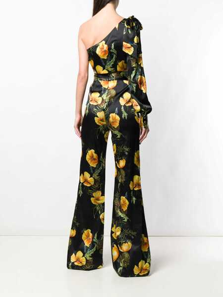 Costume Philipp Plein Couture Silk Boot Cut Pants Suit With One Shoulder Crop Top Yellow Femei (BM 16479036) 4
