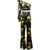 Philipp Plein Couture Silk Boot Cut Pants Suit With One Shoulder Crop Top Yellow