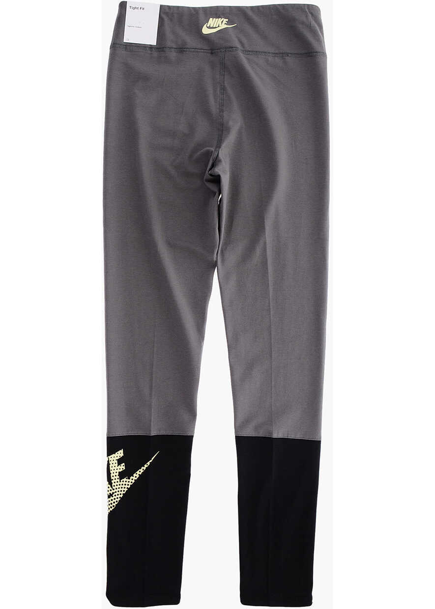 Colanti Nike Tight Fit Contrasting Logo-Printed Leggings Gray Fete (BM 16479246) 3