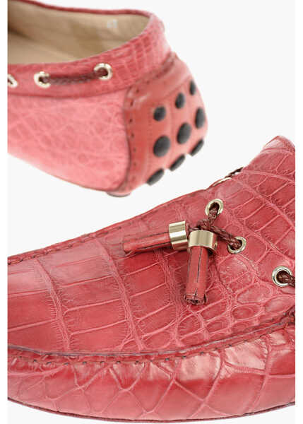 Pantofi de navigatie CORNELIANI Crocodile Skin Boat Shoes With Pure Gold Embelished Tassels Red Barbati (BM 16479249) 4