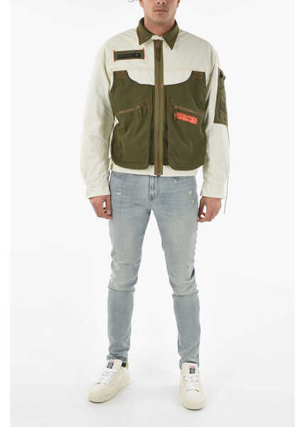 Jachete Diesel Visible Stiching Dxd-22-J05 Unisex Utility Jacket White Barbati (BM 16479288) 4