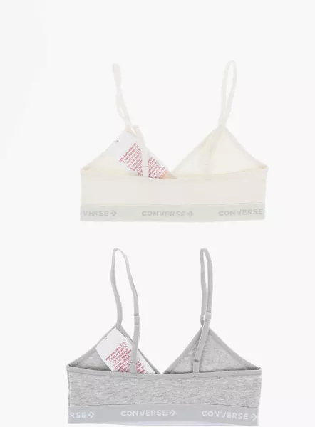 Sutiene Converse Triangle 2 Pairs Of Bra Set With Logoed Band White Fete (BM 16479384) 2