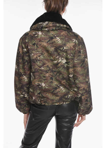 Bomber jacket RANDOM IDENTITIES Camo-Printed Padded Jacket With Faux-Furred Collar Military Green Barbati (BM 16479393) 2