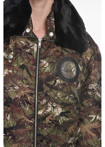 Bomber jacket RANDOM IDENTITIES Camo-Printed Padded Jacket With Faux-Furred Collar Military Green Barbati (BM 16479393) 3