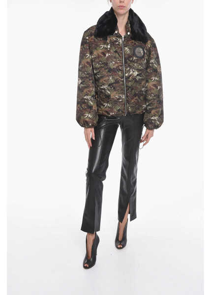 Bomber jacket RANDOM IDENTITIES Camo-Printed Padded Jacket With Faux-Furred Collar Military Green Barbati (BM 16479393) 4