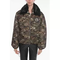 Bomber jacket Camo-Printed Padded Jacket With Faux-Furred Collar Barbati