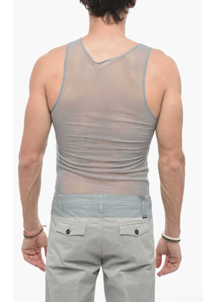 Tricouri LUDOVIC DE SAINT SERNIN Sheer Unisex Tank Top With Rhinestone Logo Blue Femei (BM 16479576) 3