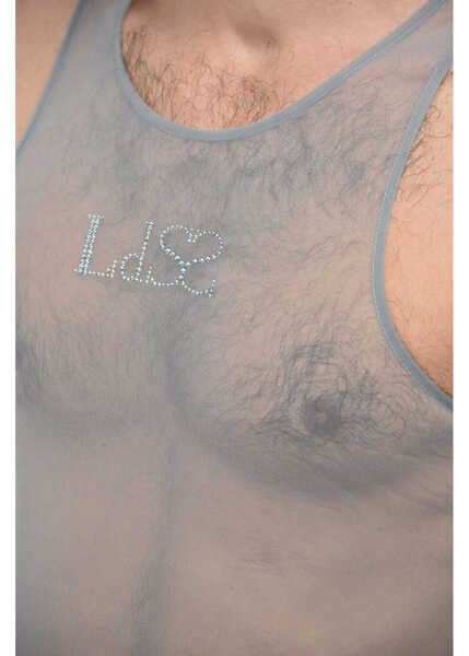 Tricouri LUDOVIC DE SAINT SERNIN Sheer Unisex Tank Top With Rhinestone Logo Blue Femei (BM 16479576) 4