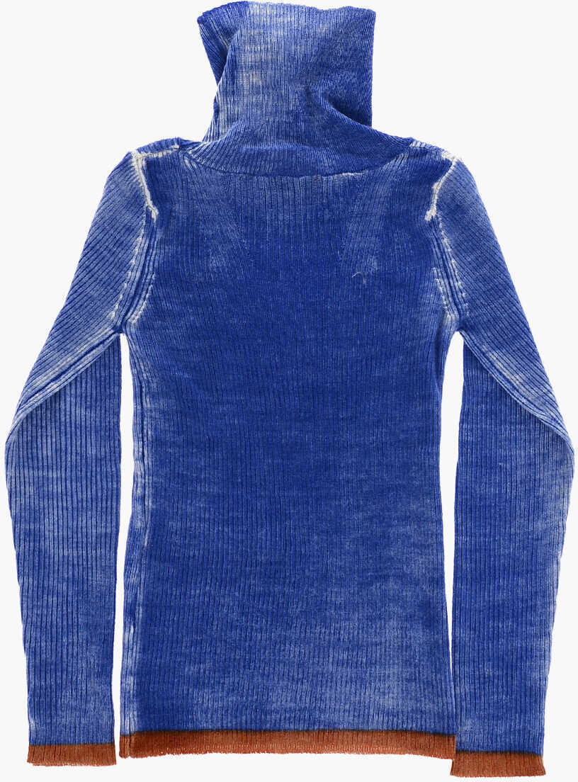 Pulovere Diesel Ribbed Delav Effect Karibelle Turtle-Neck Sweater Blue Fete (BM 16479675) 3