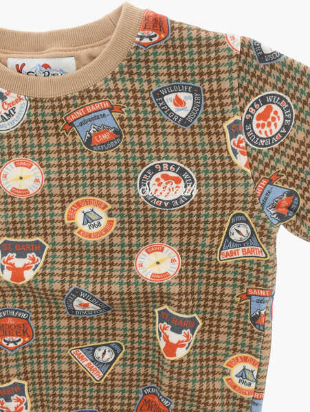 Pulovere casual Mc2 Saint Barth Houndsthooth Crew-Neck Sweatshirt With All-Over Prints Brown Barbati (BM 16479687) 2