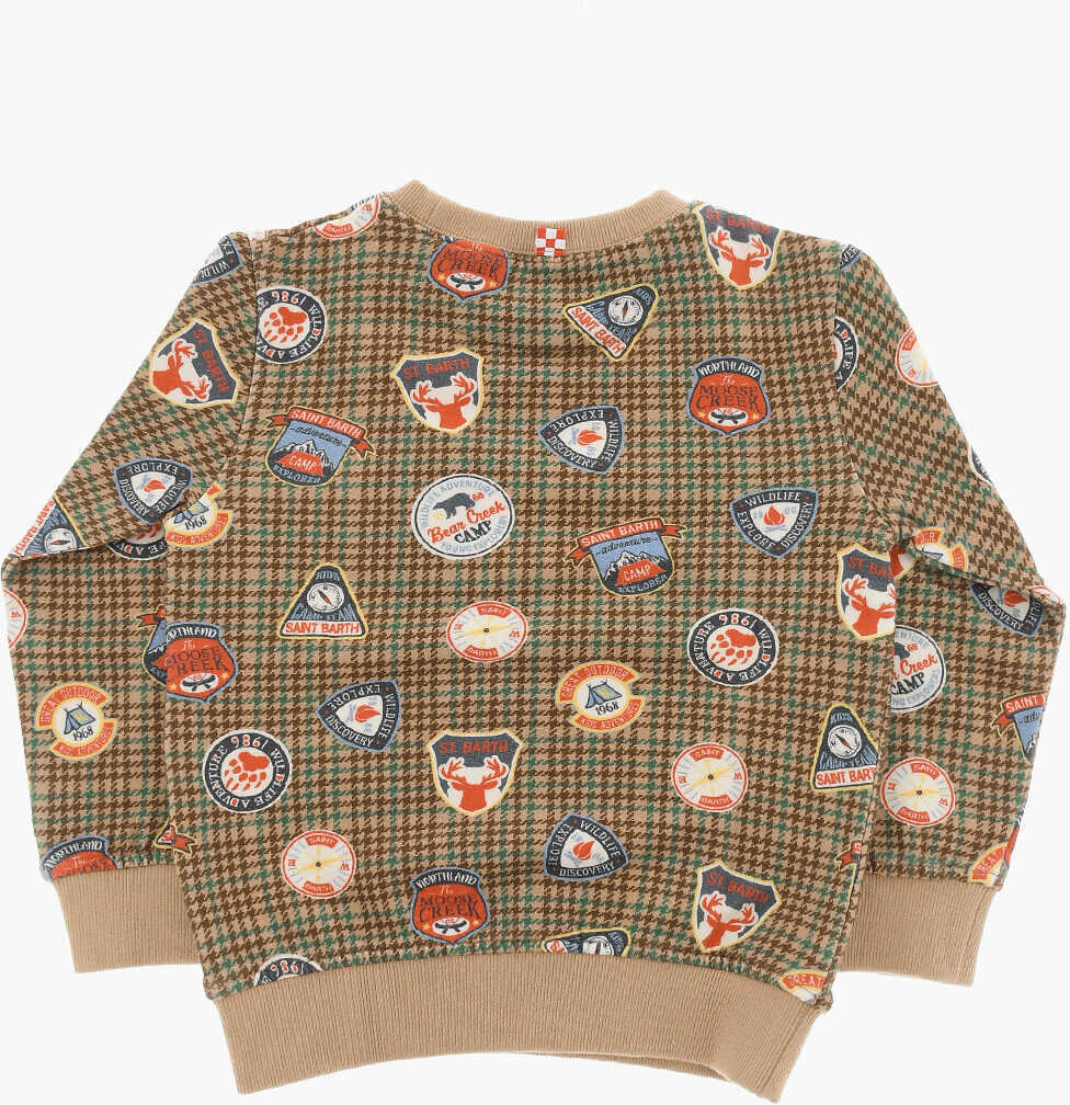 Pulovere casual Mc2 Saint Barth Houndsthooth Crew-Neck Sweatshirt With All-Over Prints Brown Barbati (BM 16479687) 3
