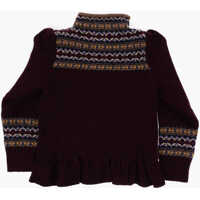 Tricouri Polo pentru Fete - Tricouri Polo Ralph Lauren Wool Turtleneck Sweater With Ruched Burgundy Fete (BM 16479714) - B-mall.ro