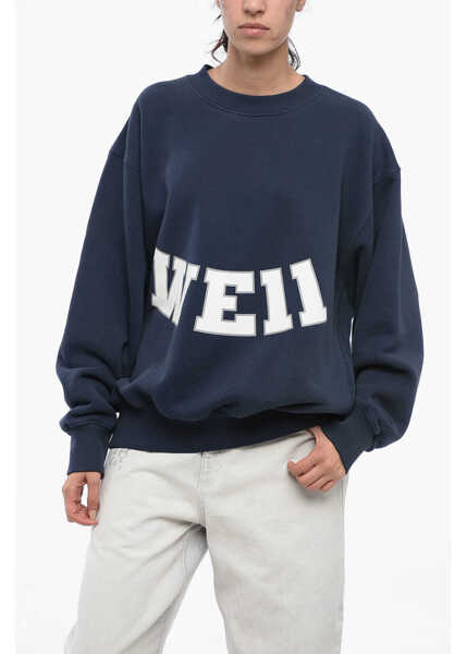 Pulovere casual WE11DONE Oversized Cotton Old School Crew-Neck Unisex Sweatshirt Blue Barbati (BM 16479750) 2