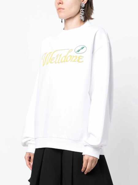Pulovere casual WE11DONE Solid Color Unisex Crewneck Sweatshirt With Printed Logo White Barbati (BM 16479768) 3