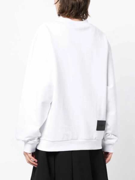 Pulovere casual WE11DONE Solid Color Unisex Crewneck Sweatshirt With Printed Logo White Barbati (BM 16479768) 4