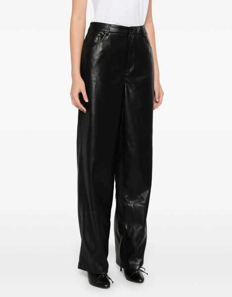 Pantaloni casual ROTATE Birger Christensen Faux Leather Pants BLACK Femei (BM 16487718) 3