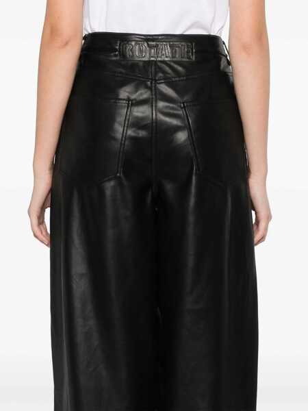 Pantaloni casual ROTATE Birger Christensen Faux Leather Pants BLACK Femei (BM 16487718) 5