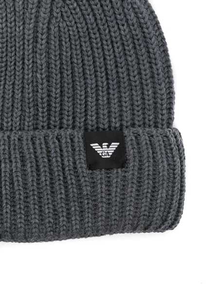 Caciuli Emporio Armani EMPORIO ARMANI DARK GREY RIBBED BEANIE Grey Barbati (BM 16488507) 2