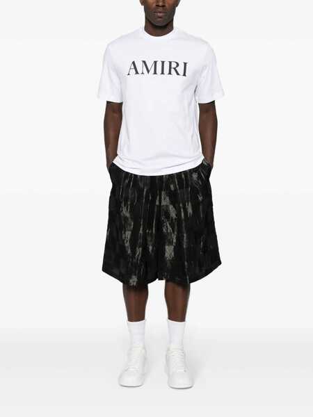 Tricouri AMIRI White Crewneck  T-Shirt With Logo Lettering Print In Cotton Man WHITE Barbati (BM 16490670) 2