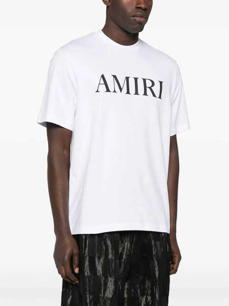Tricouri AMIRI White Crewneck  T-Shirt With Logo Lettering Print In Cotton Man WHITE Barbati (BM 16490670) 3