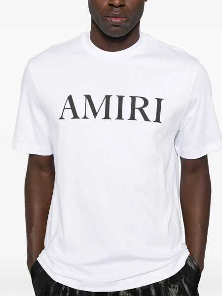 Tricouri AMIRI White Crewneck  T-Shirt With Logo Lettering Print In Cotton Man WHITE Barbati (BM 16490670) 5