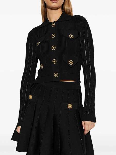 Cardigane Balmain Knitted Cardigan BLACK Femei (BM 16492800) 3