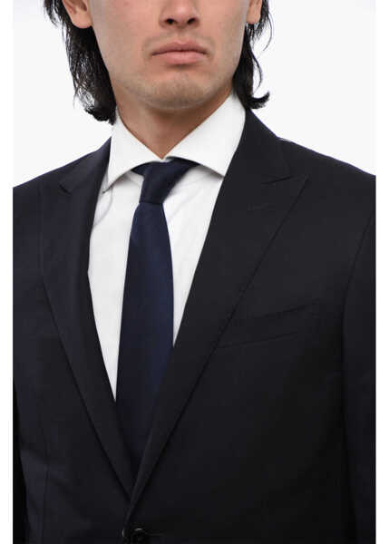 Sacouri CORNELIANI Center Vent Peak Lapel 1-Button Blazer Blue Barbati (BM 16493109) 3