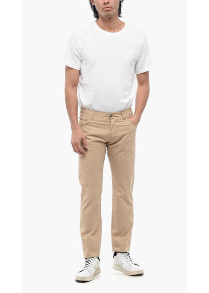 Pantaloni casual CORNELIANI Id 5-Pocket Stretch Cotton Trousers With Belt Loops Beige Barbati (BM 16493124) 4