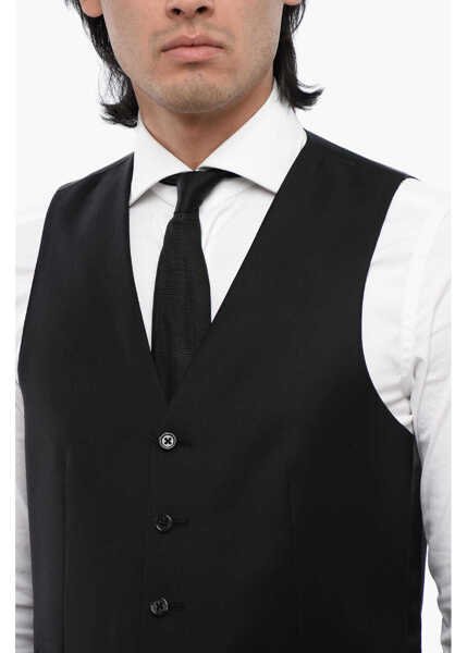 Veste costum CORNELIANI Trend Virgin Wool Waistcoat With Back Adjuster Black Barbati (BM 16493190) 3