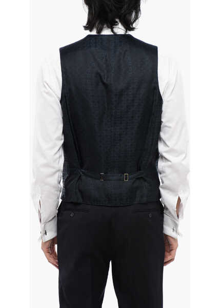 Veste costum CORNELIANI Silk Double Breasted Waistcoat With Martingale Blue Barbati (BM 16493196) 2