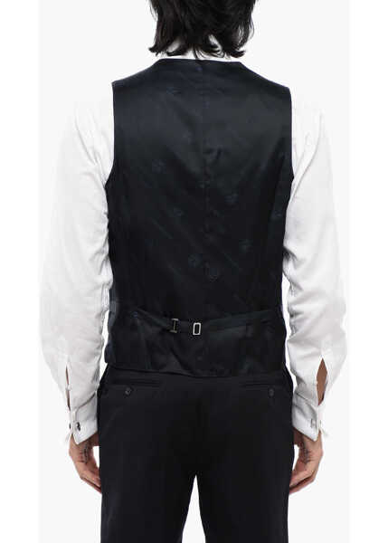 Veste costum CORNELIANI Virgin Wool Double Breasted Breasted Waistcoat With Martinga Blue Barbati (BM 16493205) 2