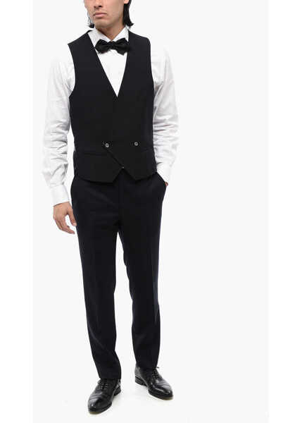 Veste costum CORNELIANI Virgin Wool Double Breasted Breasted Waistcoat With Martinga Blue Barbati (BM 16493205) 4