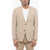 CORNELIANI Id Herringbone Linen Blend Blazer With Patch Pockets Beige