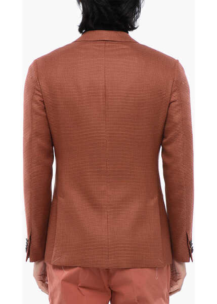 Sacouri CORNELIANI Road To Excellence Jacquard Silk Blend Resort Blazer Orange Barbati (BM 16493361) 2