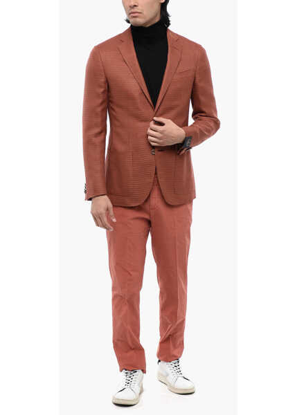 Sacouri CORNELIANI Road To Excellence Jacquard Silk Blend Resort Blazer Orange Barbati (BM 16493361) 4