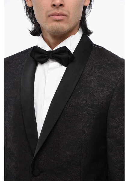 Sacouri CORNELIANI Glitter Virgin Wool Academy Cerimo 2-Button Blazer With Shaw Black Barbati (BM 16493379) 3
