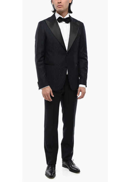 Sacouri CORNELIANI Anthemion-Print Wool And Silk Cerim.reward 2-Button Blazer W Blue Barbati (BM 16493382) 4